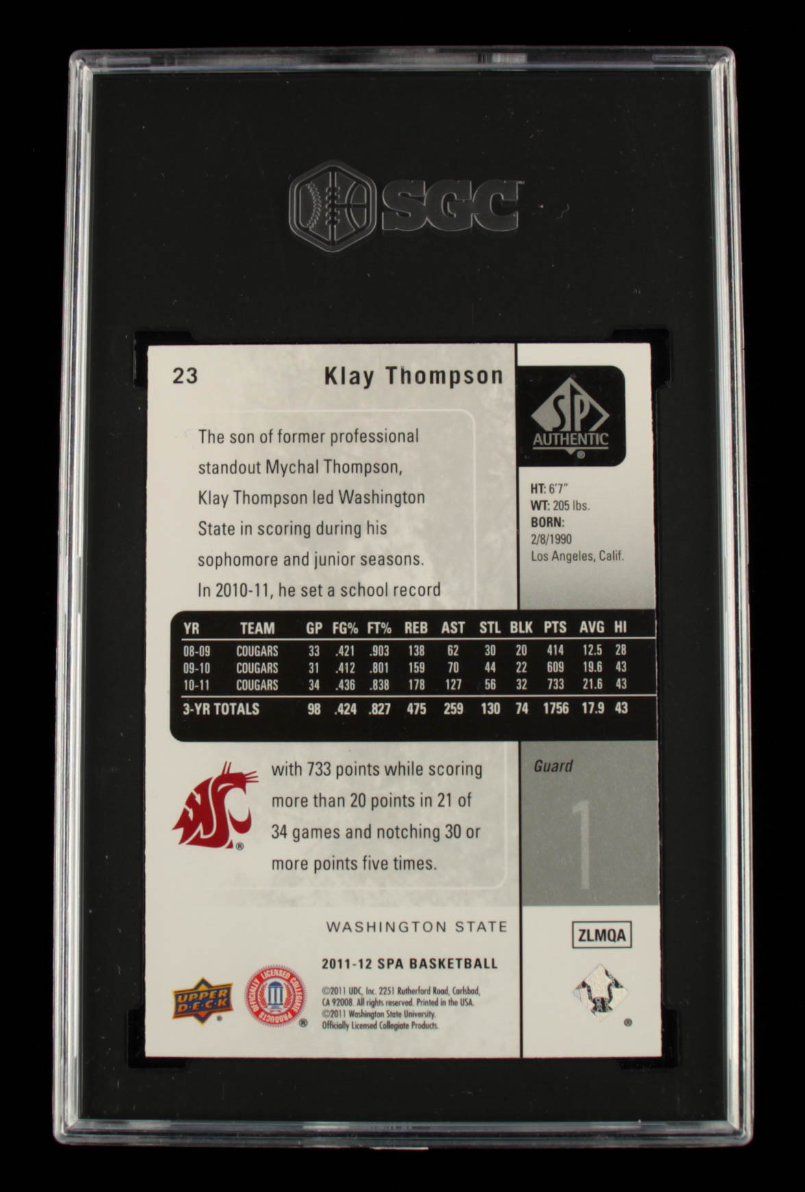 Klay Thompson 2011-12 SP Authentic #23 (SGC 10) at PristineAuction.com Klay Thompson 2011-12 SP Authentic #23 (SGC 10) at PristineAuction.com