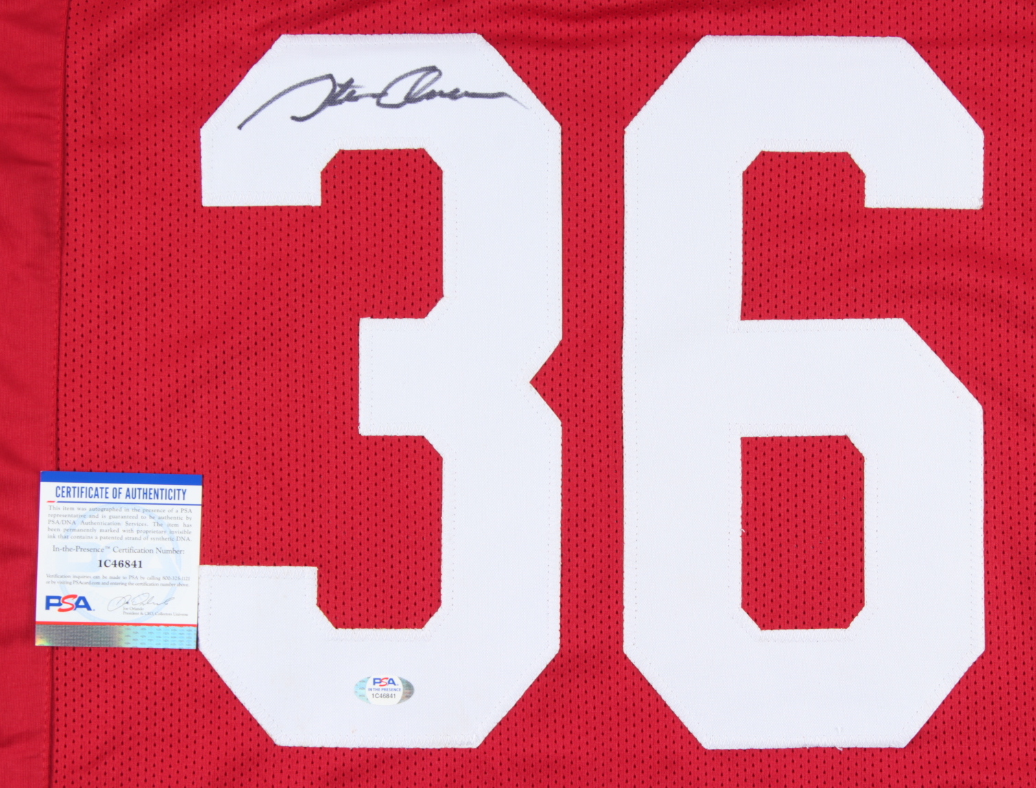 Steve Owens Signed Jersey (PSA) at PristineAuction.com Steve Owens Signed Jersey (PSA) at PristineAuction.com