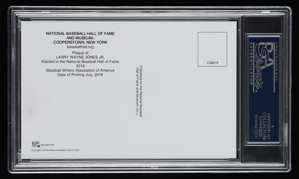 Chipper Jones Signed Hall of Fame Plaque Postcard (PSA Encapsulated ...