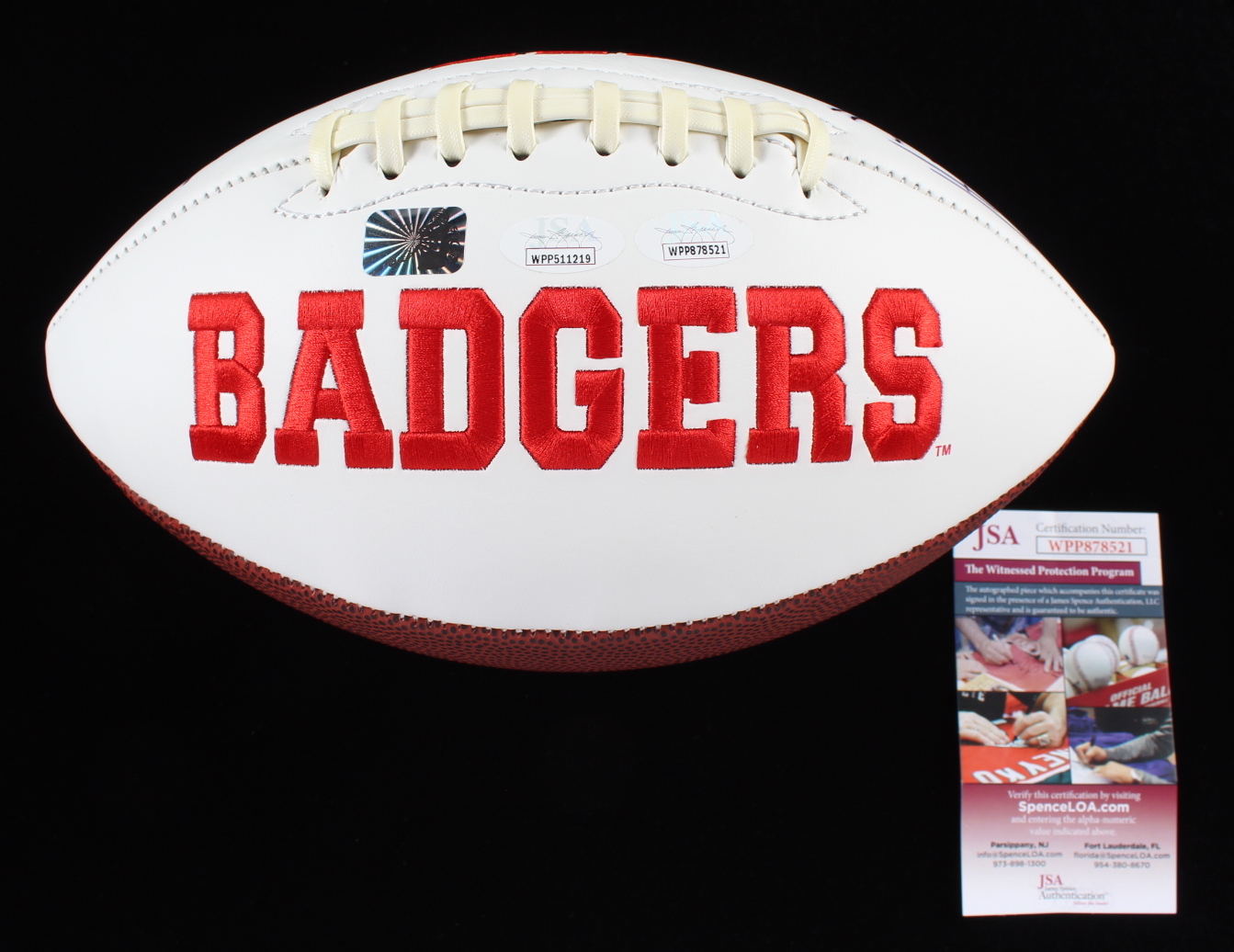 J.J. Watt, T.J. Watt & Derek Watt Signed Wisconsin Badgers Logo Football (JSA & Watt) at PristineAuction.com J.J. Watt, T.J. Watt & Derek Watt Signed Wisconsin Badgers Logo Football (JSA & Watt) at PristineAuction.com