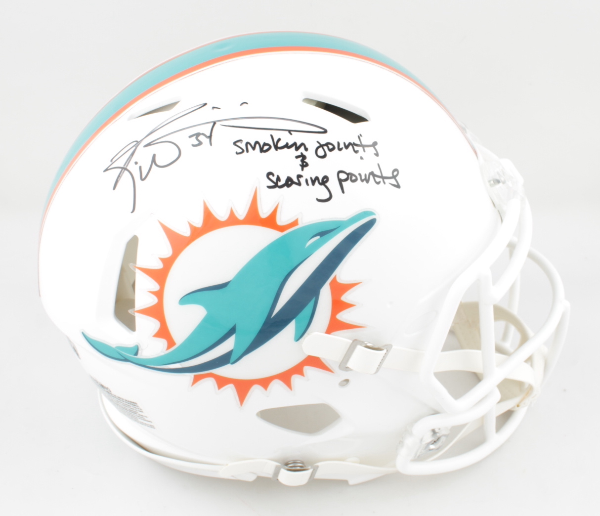Ricky Williams Signed Dolphins Full-Size Authentic On-Field Speed Helmet Inscribed "Smoking Joints & Scoring Points" (Williams Hologram) at PristineAuction.com Ricky Williams Signed Dolphins Full-Size Authentic On-Field Speed Helmet Inscribed "Smoking Joints & Scoring Points" (Williams Hologram) at PristineAuction.com