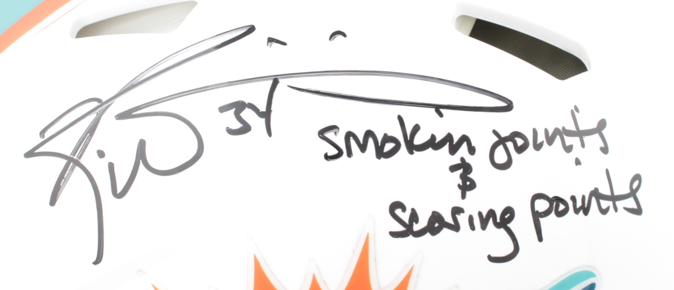 Ricky Williams Signed Dolphins Full-Size Authentic On-Field Speed Helmet Inscribed "Smoking Joints & Scoring Points" (Williams Hologram) at PristineAuction.com Ricky Williams Signed Dolphins Full-Size Authentic On-Field Speed Helmet Inscribed "Smoking Joints & Scoring Points" (Williams Hologram) at PristineAuction.com