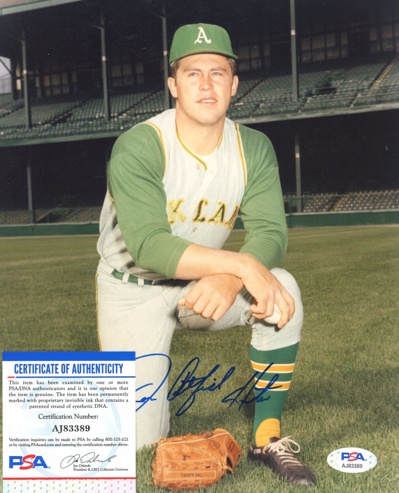 James "Catfish" Hunter Signed Athletics 8x10 Photo (PSA COA) Pristine