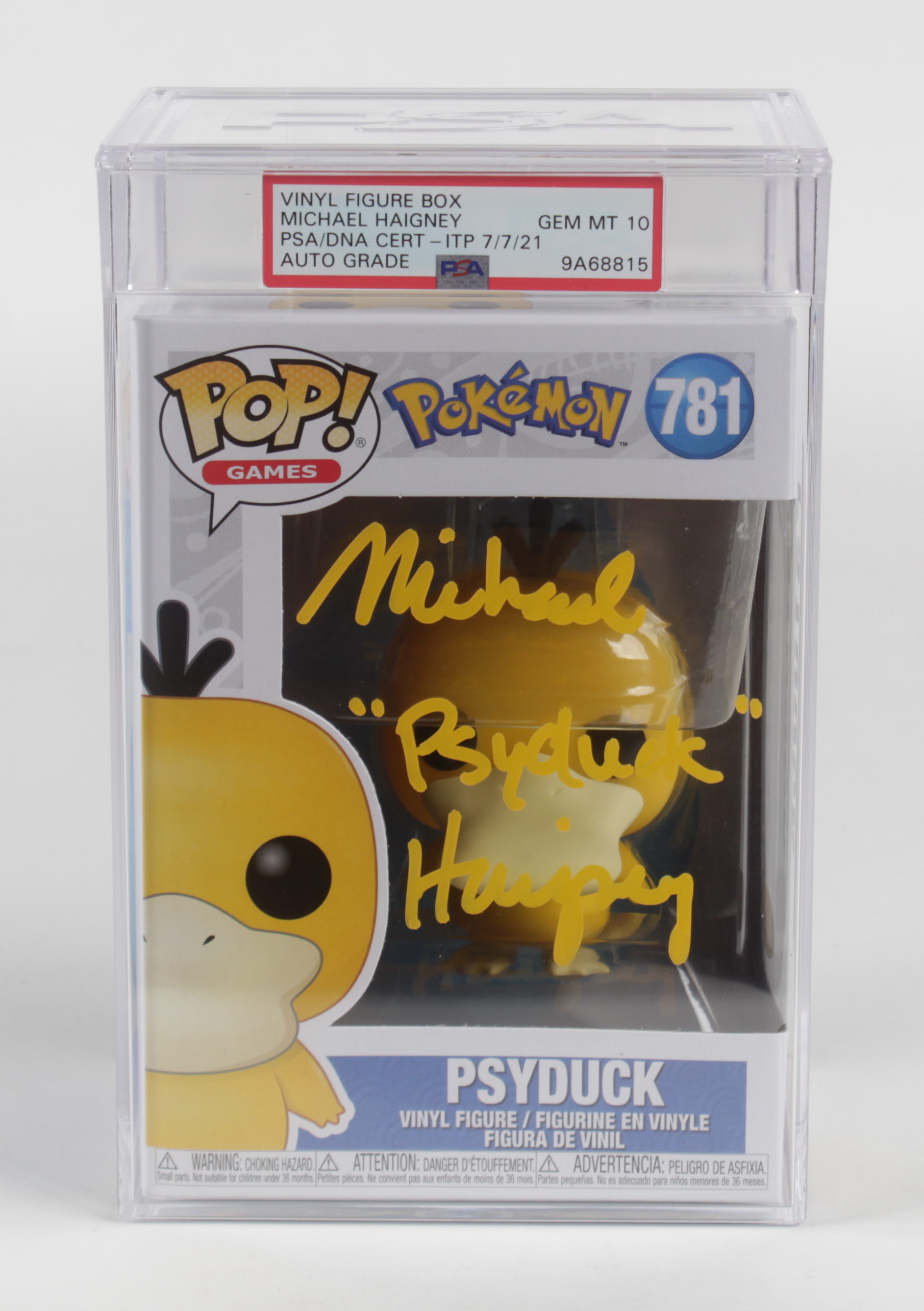 Michael Haigney Signed "Pokemon" #781 Psyduck Funko Pop! Vinyl Figure Inscribed "Psyduck" (PSA) at PristineAuction.com Michael Haigney Signed "Pokemon" #781 Psyduck Funko Pop! Vinyl Figure Inscribed "Psyduck" (PSA) at PristineAuction.com