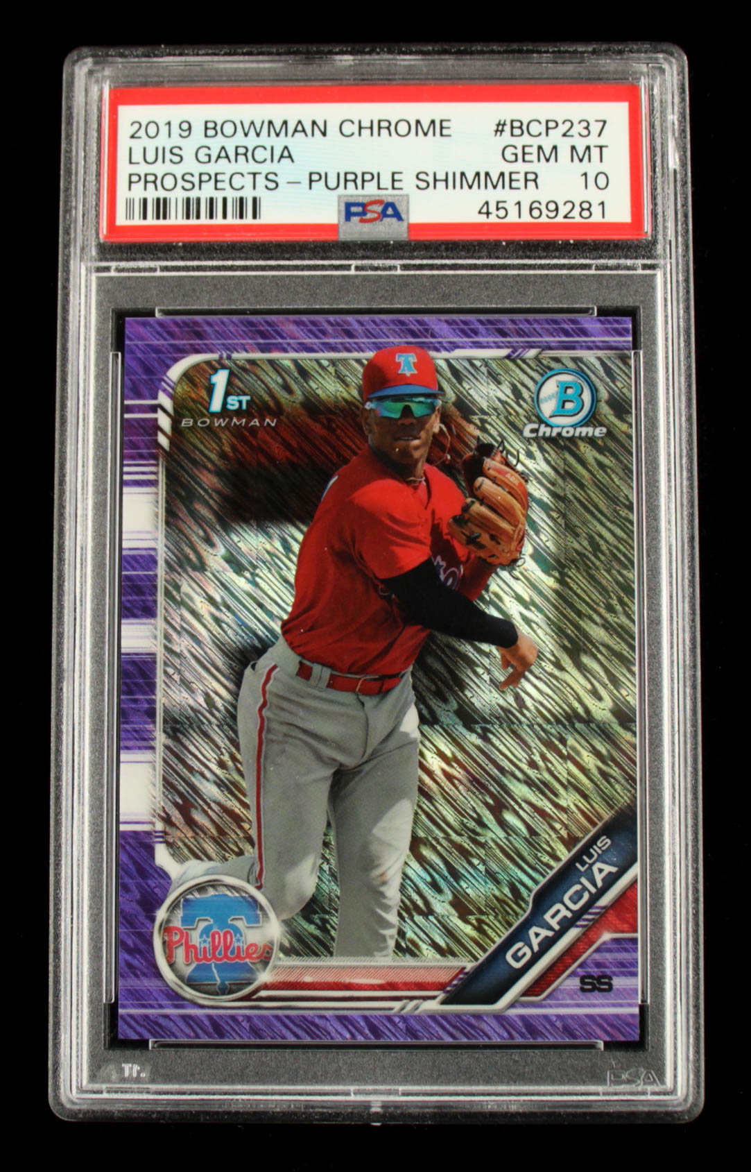 Luis Garcia 2019 Bowman Chrome Prospects Purple Shimmer Refractors #BCP237 (PSA 10) at PristineAuction.com Luis Garcia 2019 Bowman Chrome Prospects Purple Shimmer Refractors #BCP237 (PSA 10) at PristineAuction.com