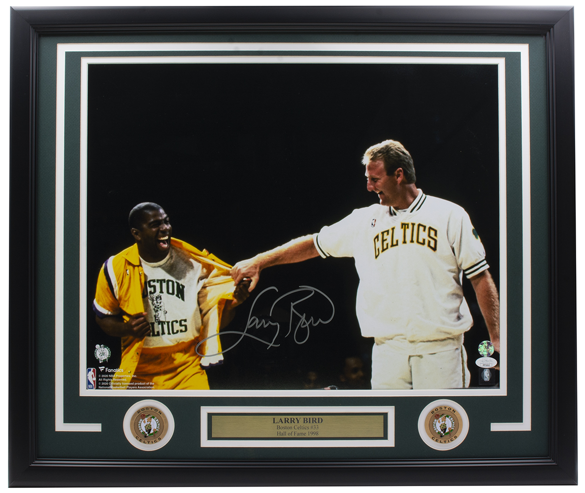 Larry Bird Signed Celtics Custom Framed Photo Display (JSA & Bird) at PristineAuction.com Larry Bird Signed Celtics Custom Framed Photo Display (JSA & Bird) at PristineAuction.com