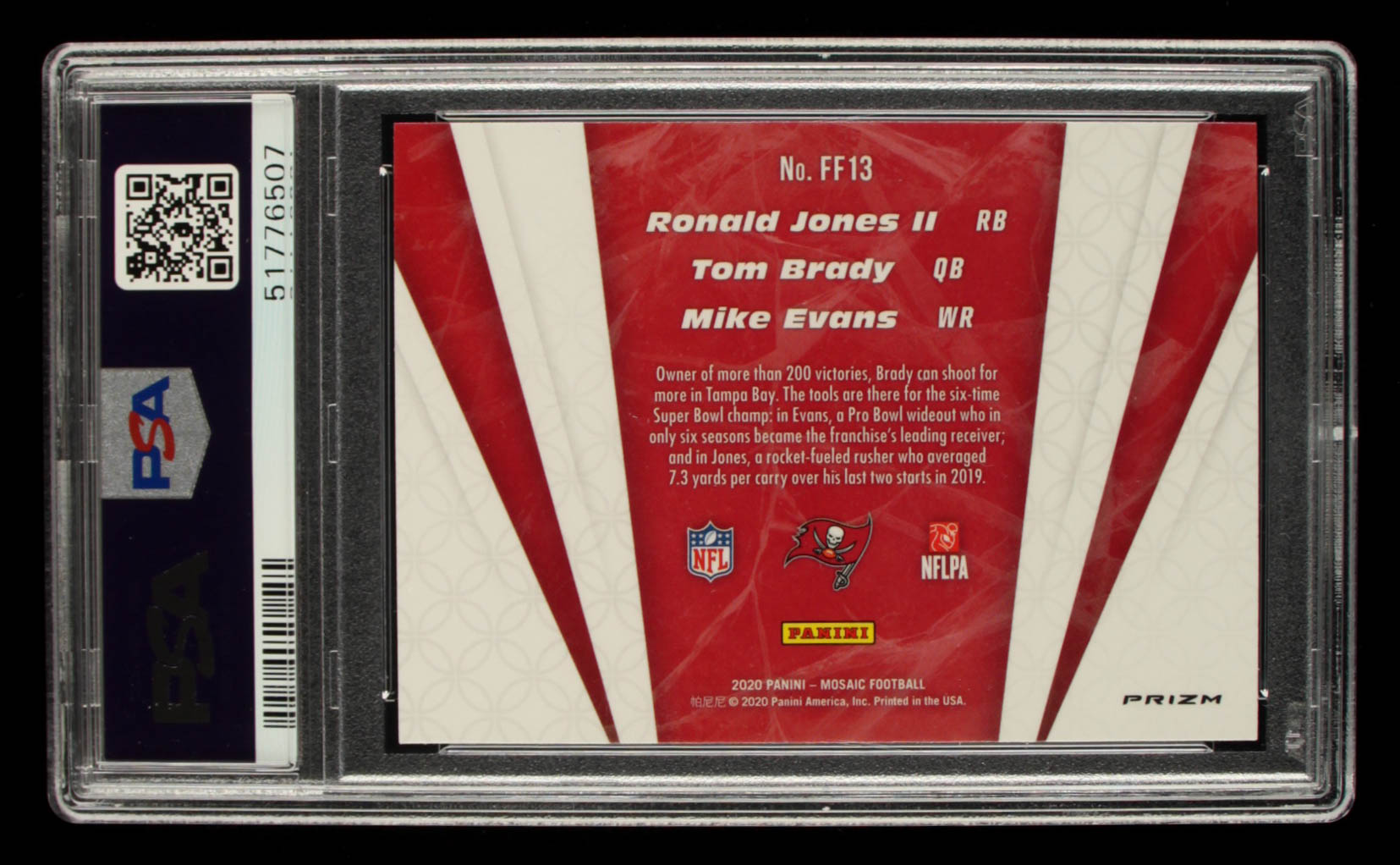 Mike Evans / Ronald Jones II / Tom Brady 2020 Panini Mosaic Flea Flicker Mosaic #13 (PSA 10) at PristineAuction.com Mike Evans / Ronald Jones II / Tom Brady 2020 Panini Mosaic Flea Flicker Mosaic #13 (PSA 10) at PristineAuction.com