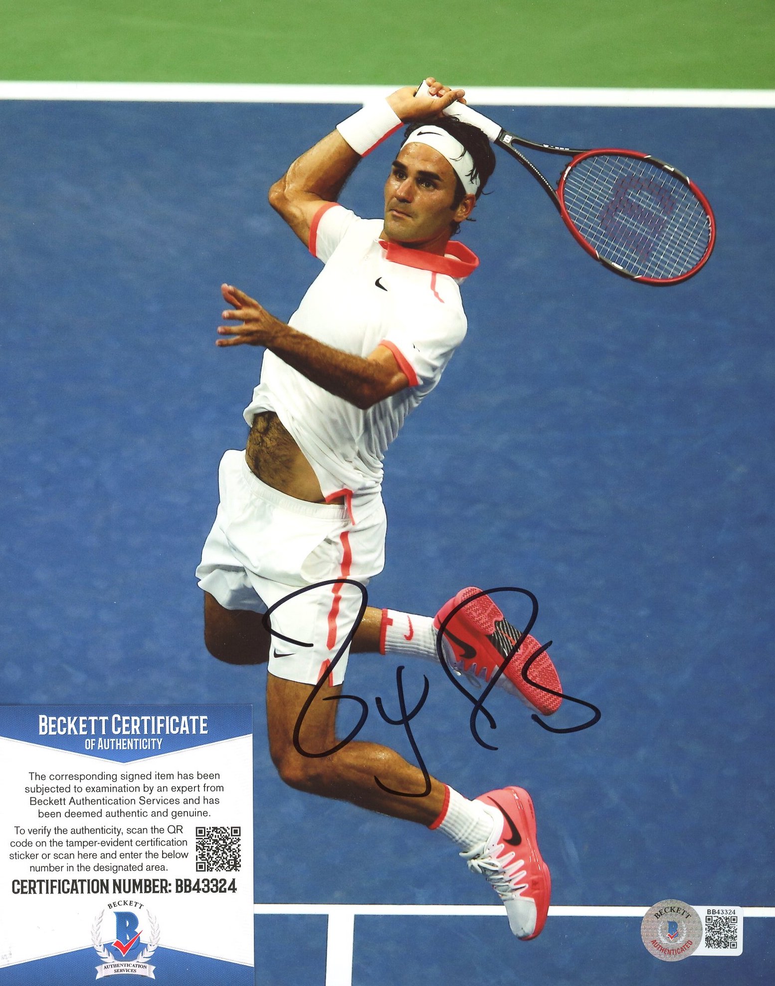 Photo Dédicacée De Roger Federer - Encadrée 8x10 - Certifiée PSA - Original