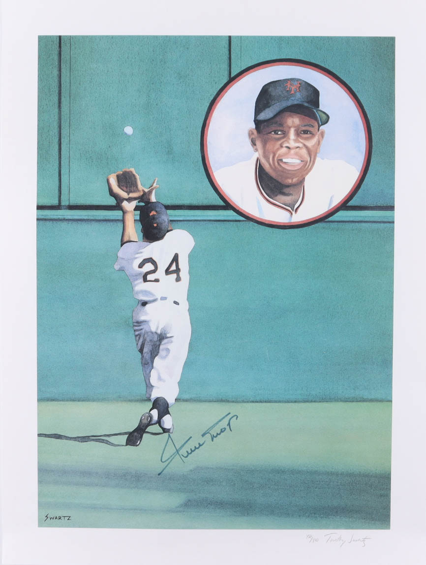 Willie Mays Signed Giants LE 18x24 "The Catch" Lithograph (Beckett LOA) at PristineAuction.com Willie Mays Signed Giants LE 18x24 "The Catch" Lithograph (Beckett LOA) at PristineAuction.com