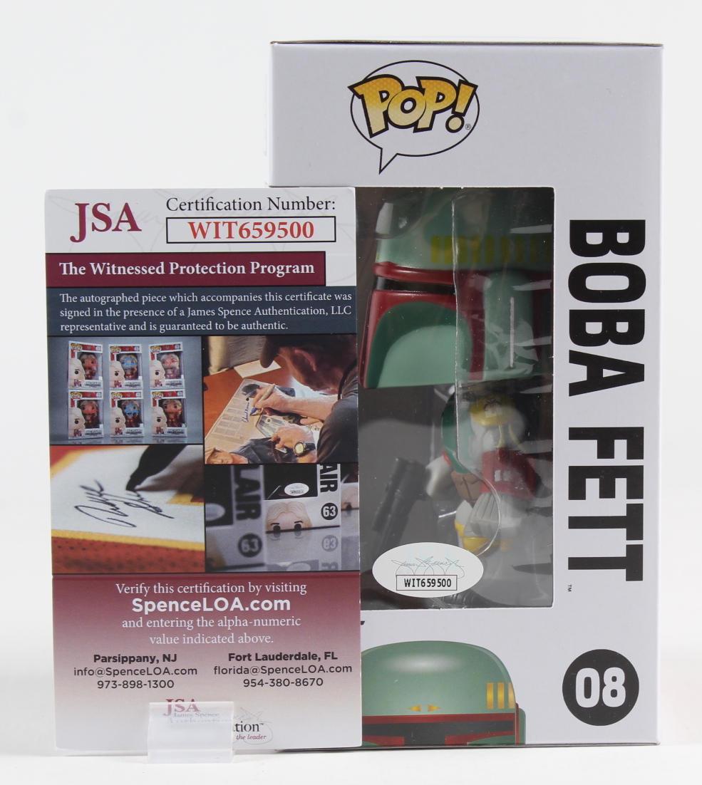 Dickey Beer Signed "Star Wars" #08 Boba Fett Funko Pop! Vinyl Figure Inscribed "Boba Fett" (JSA COA) at PristineAuction.com Dickey Beer Signed "Star Wars" #08 Boba Fett Funko Pop! Vinyl Figure Inscribed "Boba Fett" (JSA COA) at PristineAuction.com