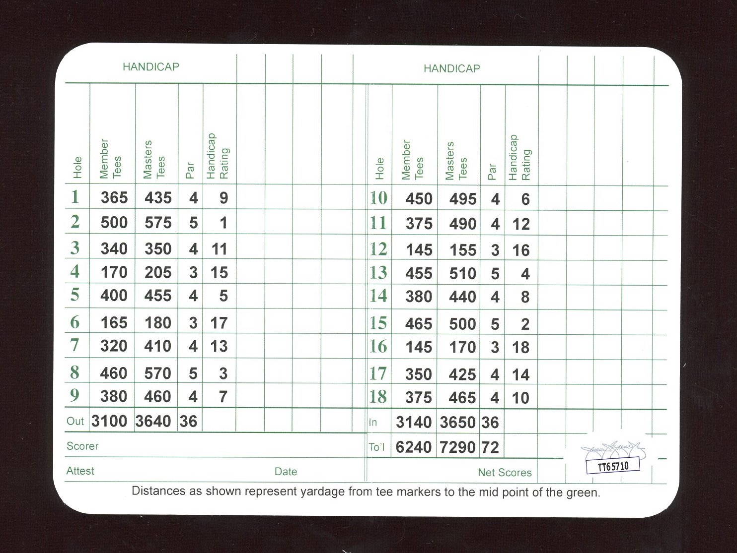 Gary Player Signed Augusta National Golf Club Score Card (JSA COA ...