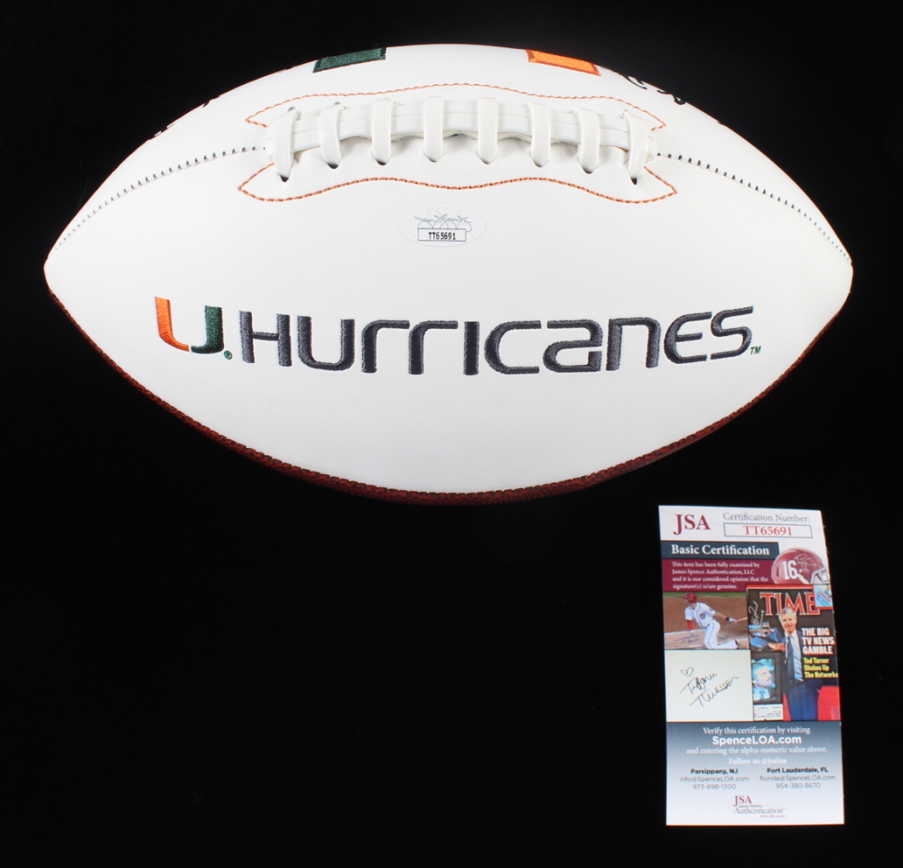 Tyler Van Dyke Signed Miami Hurricanes Logo Football Inscribed "Tyler
