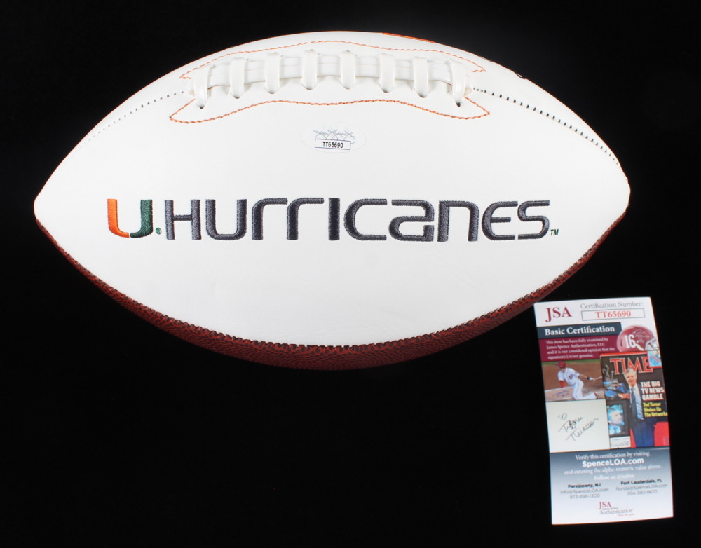 Tyler Van Dyke Signed Miami Hurricanes Logo Football Inscribed "Tyler