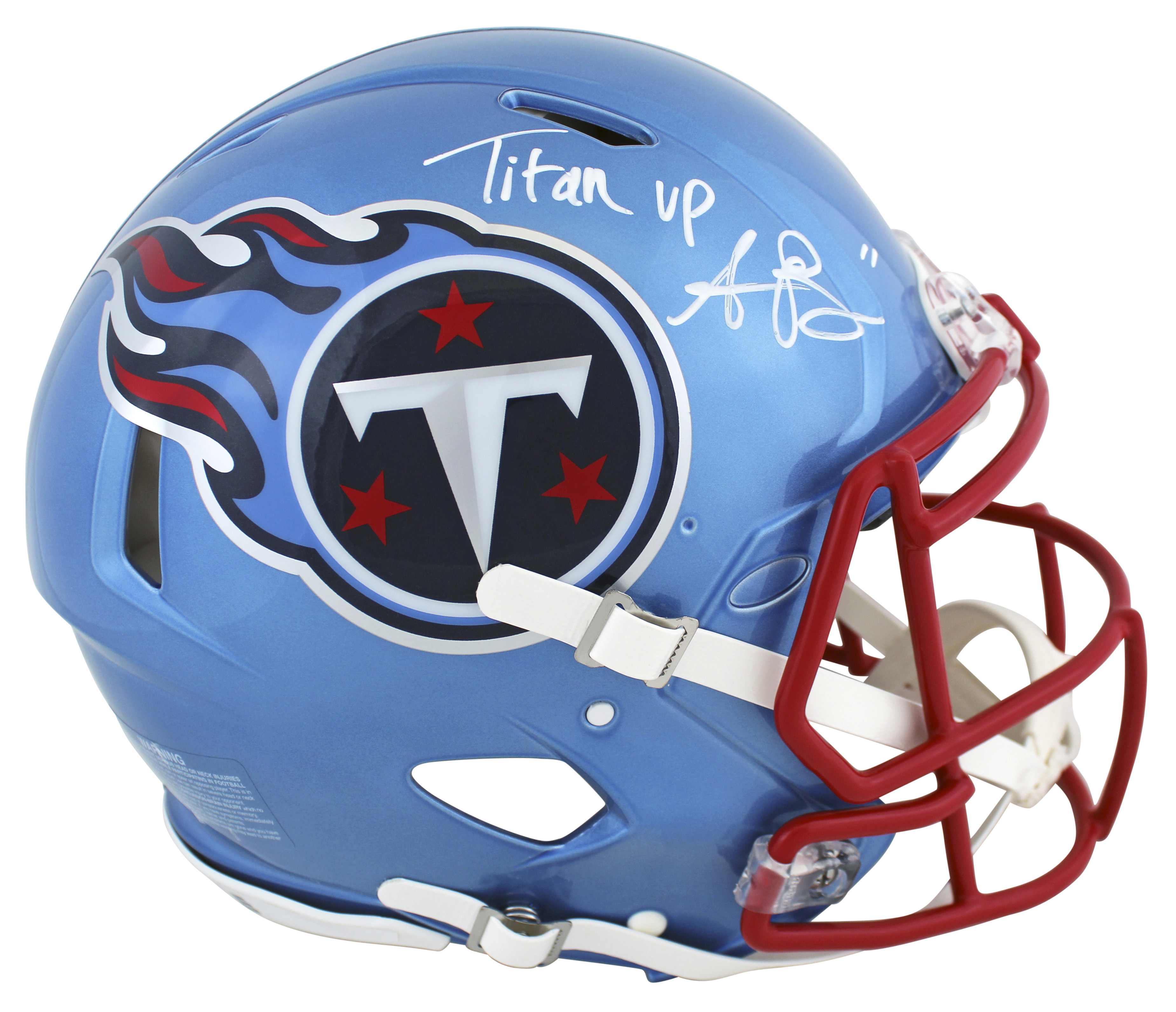 A.J. Brown Signed Titans Full-Size Authentic On-Field Flash Alternate Speed Helmet Inscribed "Titan Up" (Beckett) at PristineAuction.com A.J. Brown Signed Titans Full-Size Authentic On-Field Flash Alternate Speed Helmet Inscribed "Titan Up" (Beckett) at PristineAuction.com