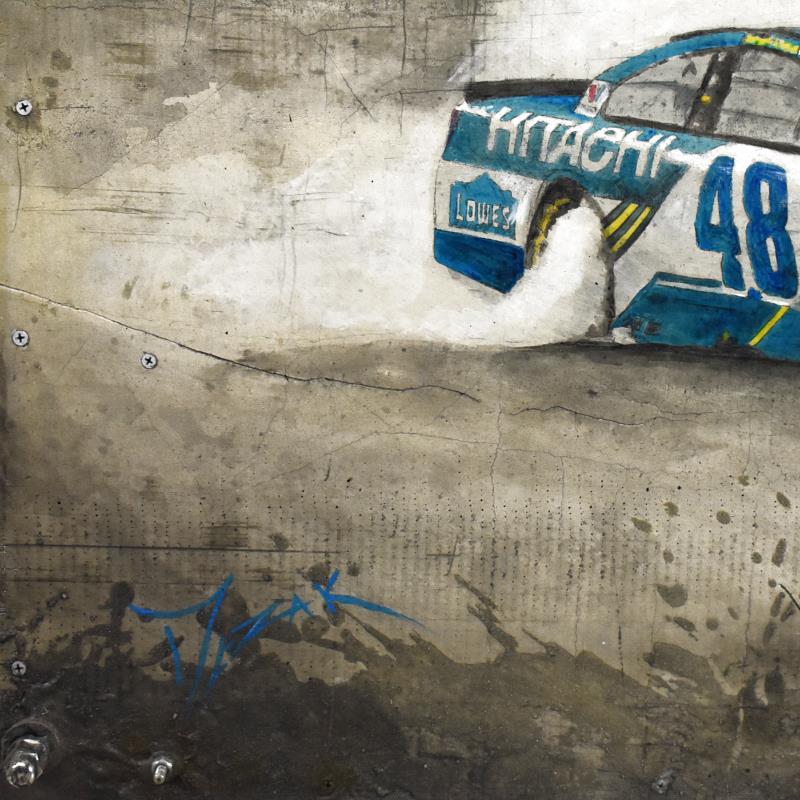"Nascar 48" 40x36 Original Mixed Media Acrylic Painting on Concrete & Metal Wire by Trevor Mezak (PA) at PristineAuction.com "Nascar 48" 40x36 Original Mixed Media Acrylic Painting on Concrete & Metal Wire by Trevor Mezak (PA) at PristineAuction.com