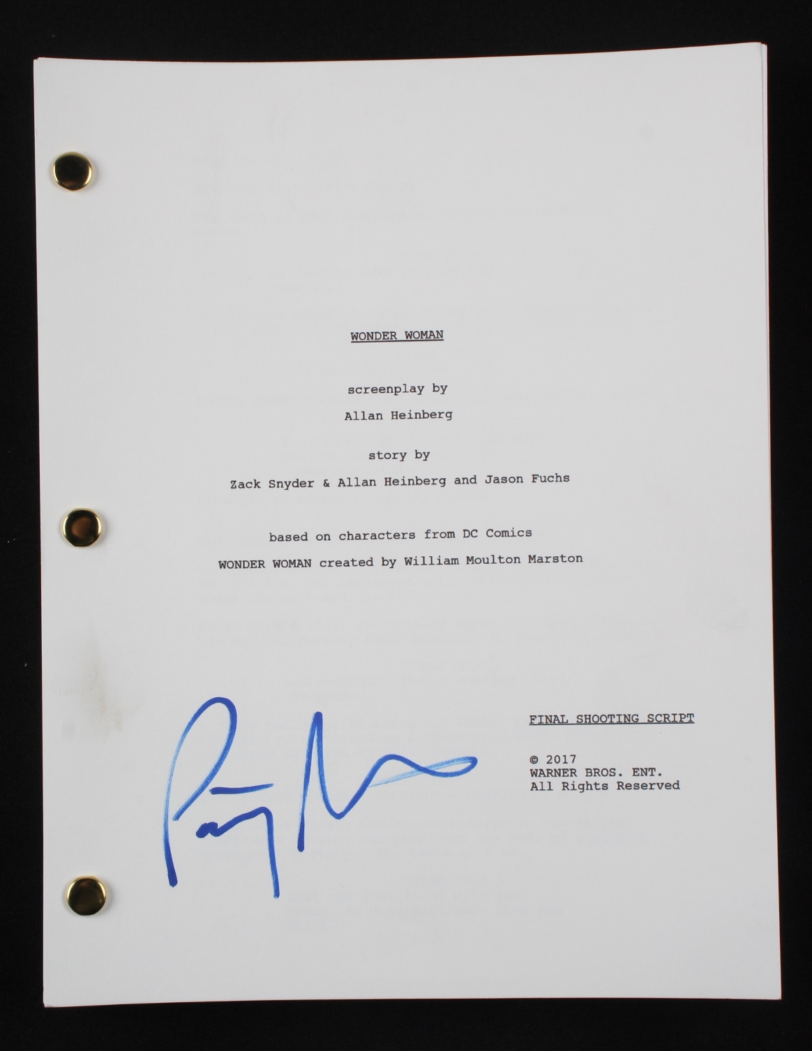 Patty Jenkins Signed "Wonder Woman" Movie Script (AutographCOA Hologram) at PristineAuction.com Patty Jenkins Signed "Wonder Woman" Movie Script (AutographCOA Hologram) at PristineAuction.com