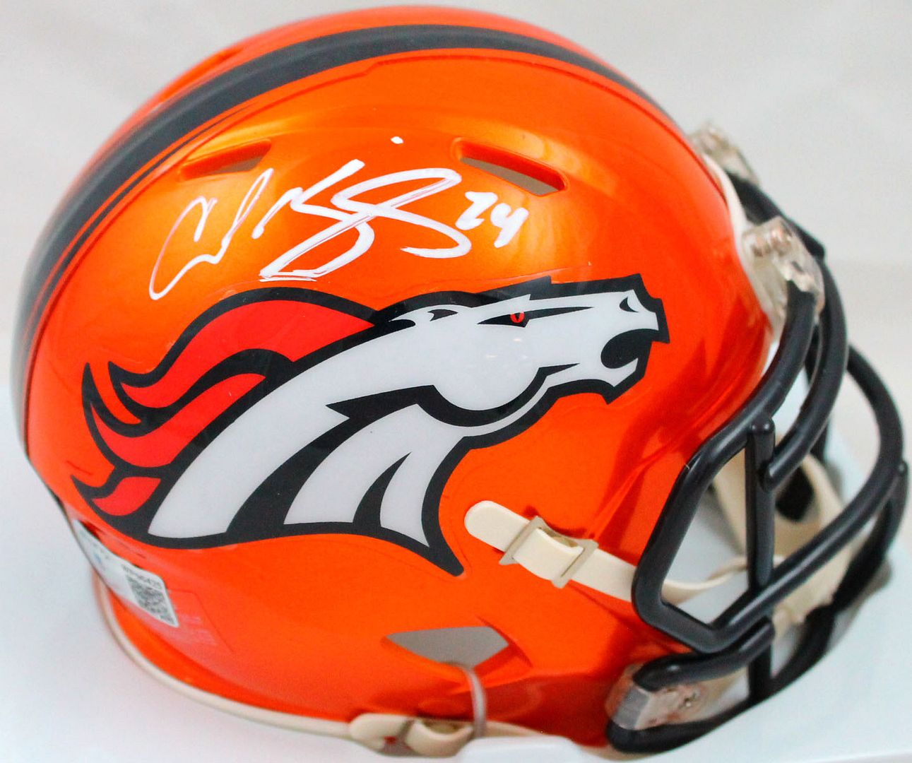 Champ Bailey Signed Broncos Flash Alternate Speed Mini Helmet (Beckett) at PristineAuction.com Champ Bailey Signed Broncos Flash Alternate Speed Mini Helmet (Beckett) at PristineAuction.com