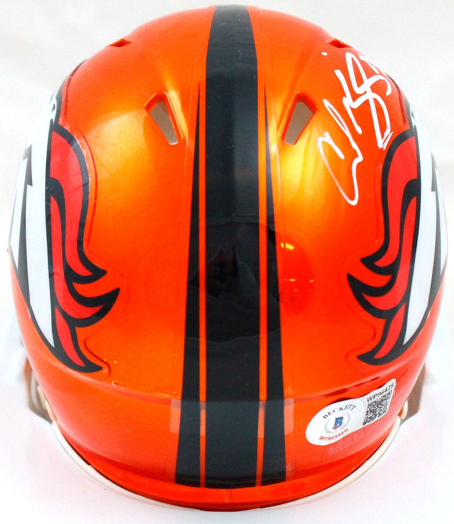 Champ Bailey Signed Broncos Flash Alternate Speed Mini Helmet (Beckett) at PristineAuction.com Champ Bailey Signed Broncos Flash Alternate Speed Mini Helmet (Beckett) at PristineAuction.com