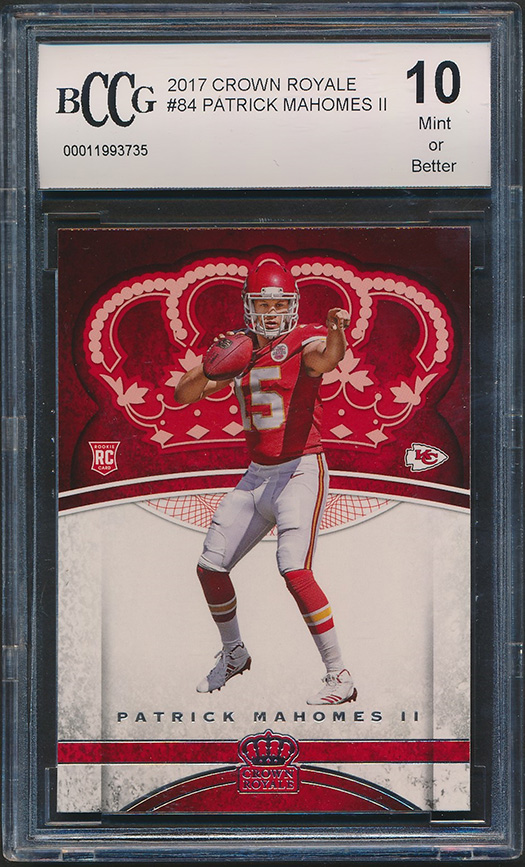 Patrick Mahomes II 2017 Crown Royale #84 RC (BCCG 10) at PristineAuction.com Patrick Mahomes II 2017 Crown Royale #84 RC (BCCG 10) at PristineAuction.com