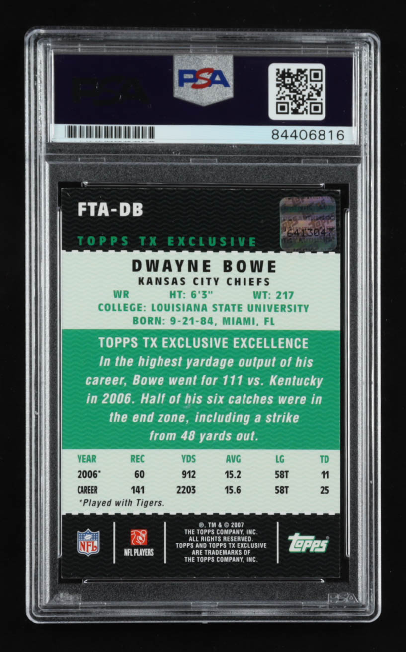Dwayne Bowe 2007 Topps Exclusive Rookies Autographs #7 (PSA Authentic) at PristineAuction.com Dwayne Bowe 2007 Topps Exclusive Rookies Autographs #7 (PSA Authentic) at PristineAuction.com