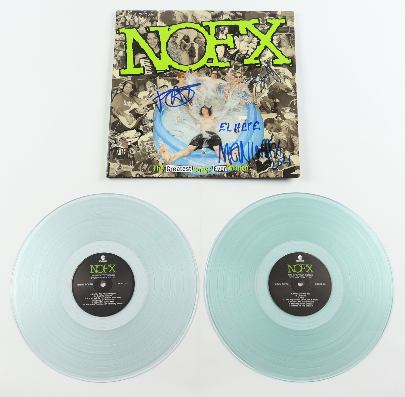 NOFX "The Greatest Songs Ever" Vinyl Record Album Signed By (4) Fat Mike, Eric Melvin, El Hefe & Eric "Smelly" Sandin (JSA COA) at PristineAuction.com NOFX "The Greatest Songs Ever" Vinyl Record Album Signed By (4) Fat Mike, Eric Melvin, El Hefe & Eric "Smelly" Sandin (JSA COA) at PristineAuction.com
