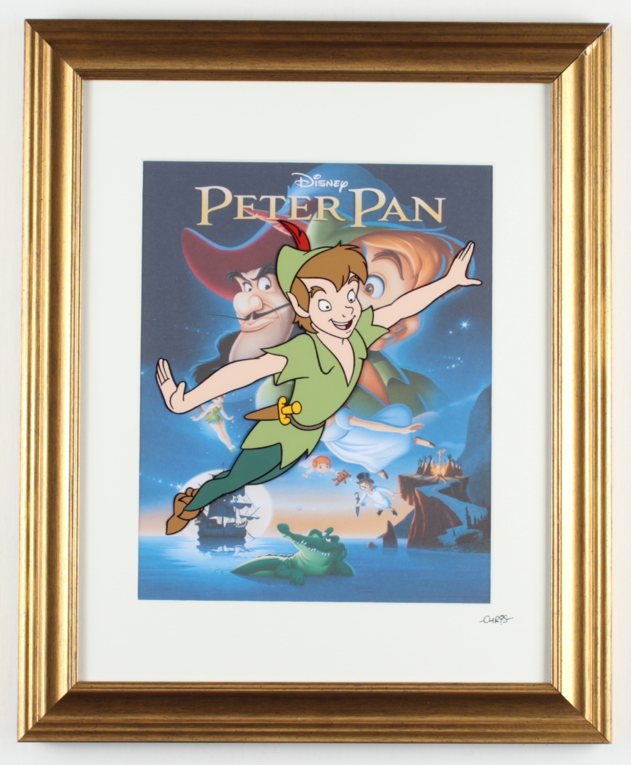 Walt Disney's "Peter Pan" 13x16 Custom Framed Hand-Painted Animation Serigraph Cel Display at PristineAuction.com Walt Disney's "Peter Pan" 13x16 Custom Framed Hand-Painted Animation Serigraph Cel Display at PristineAuction.com