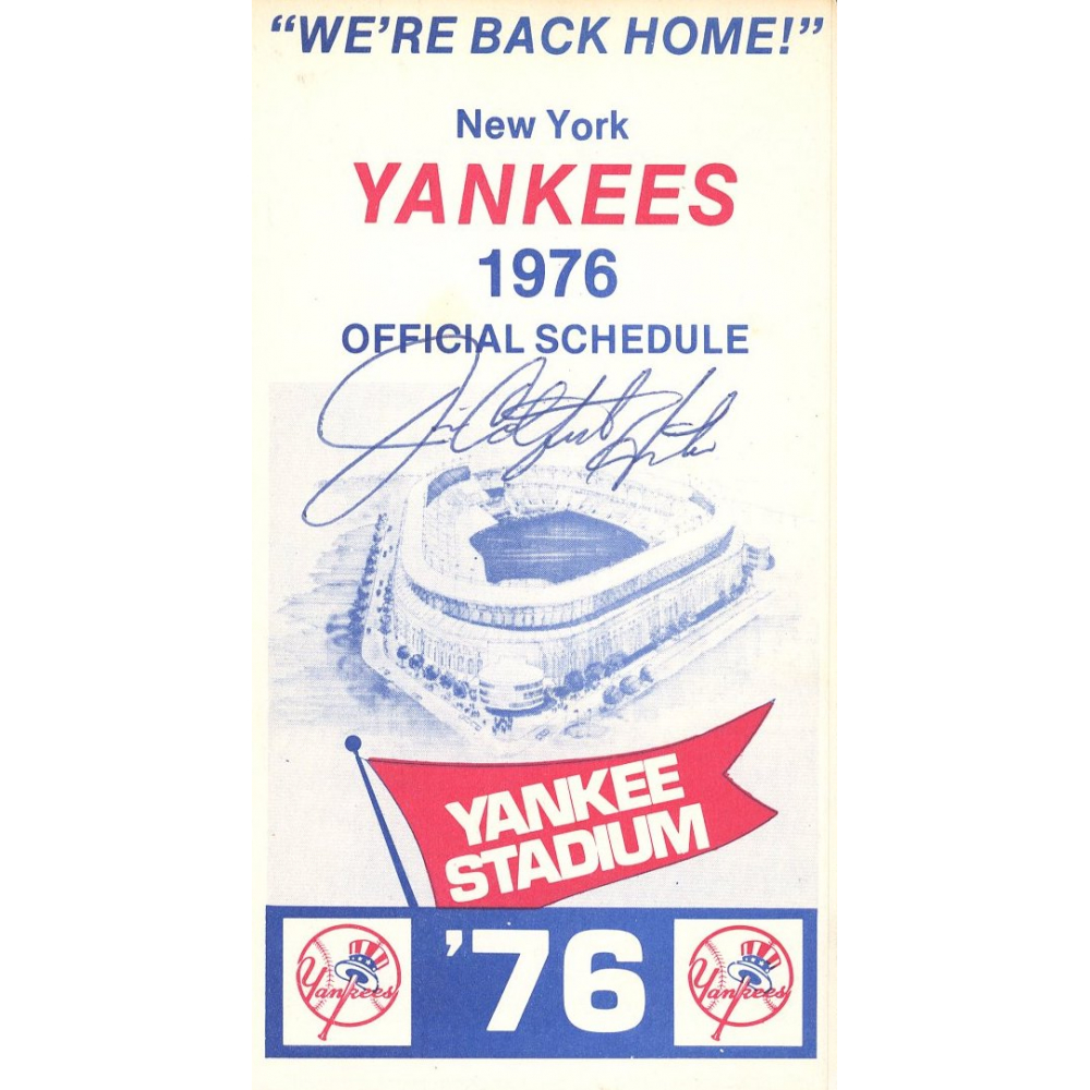 Jim "Catfish" Hunter Signed 1976 Yankees Official Schedule (JSA COA