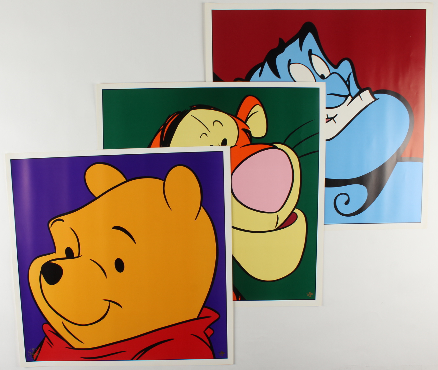 Set of (3) 1997 Disney Character LE 23x23 Lithographs with Winnie the Pooh, Tigger & The Genie with Disney Seals at PristineAuction.com Set of (3) 1997 Disney Character LE 23x23 Lithographs with Winnie the Pooh, Tigger & The Genie with Disney Seals at PristineAuction.com