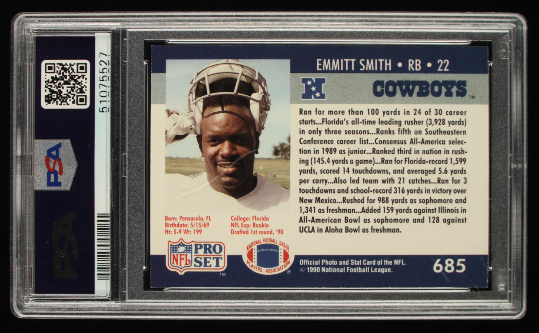 Emmitt Smith 1990 Pro Set #685 RC (PSA Authentic) at PristineAuction.com Emmitt Smith 1990 Pro Set #685 RC (PSA Authentic) at PristineAuction.com