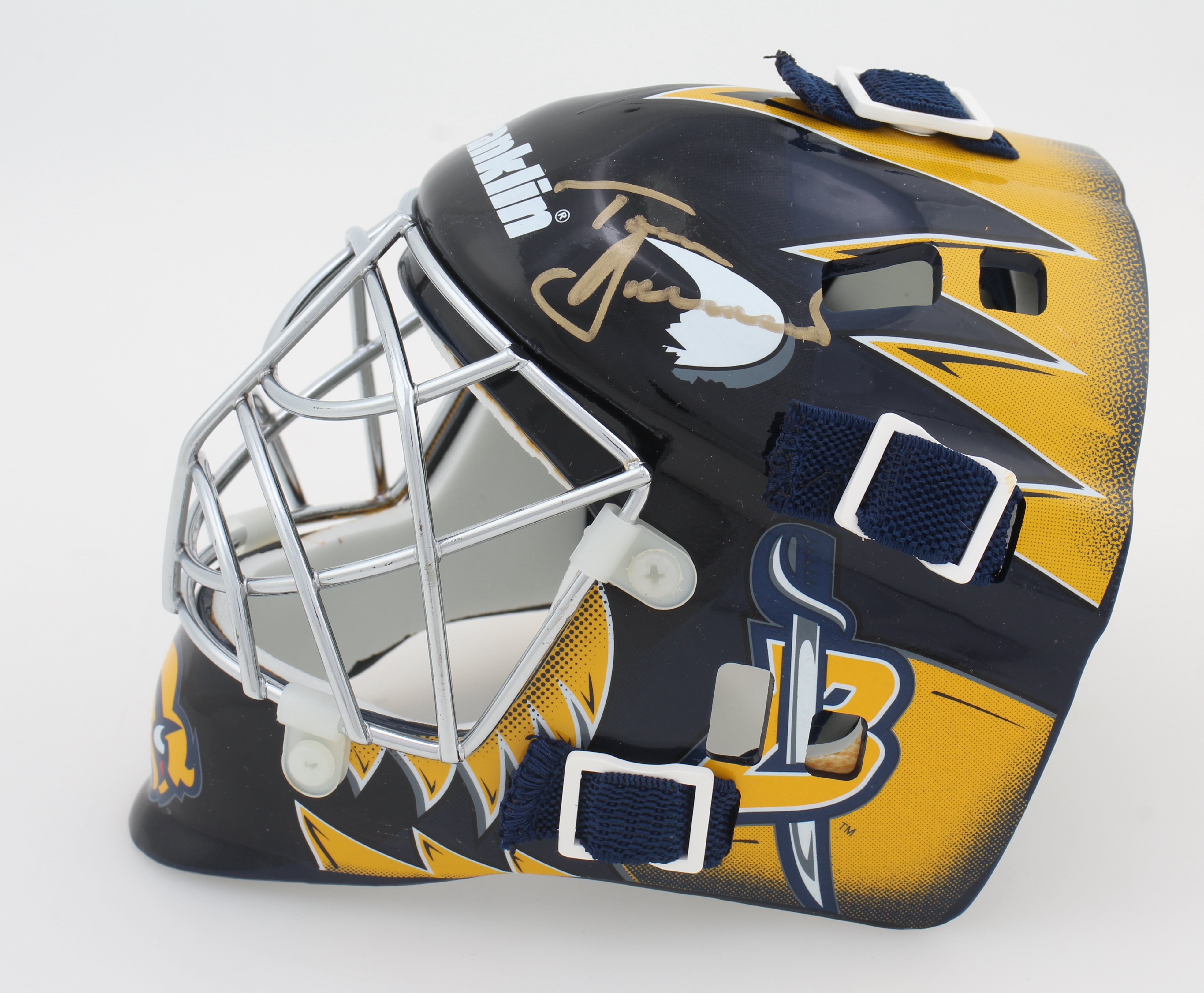 Tom Barrasso Signed Sabres Mini Hockey Goalie Mask (JSA COA) at PristineAuction.com Tom Barrasso Signed Sabres Mini Hockey Goalie Mask (JSA COA) at PristineAuction.com