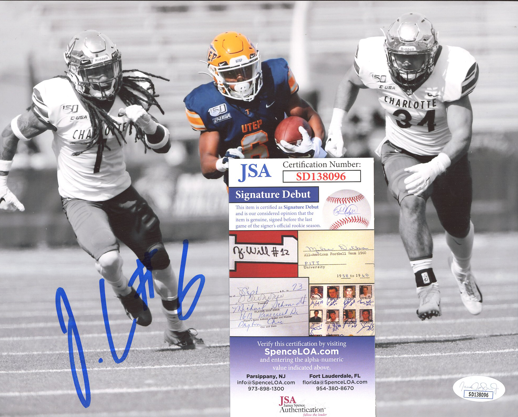 Jacob Cowing Signed UTEP Miners 8x10 Photo Inscribed (JSA COA) at PristineAuction.com Jacob Cowing Signed UTEP Miners 8x10 Photo Inscribed (JSA COA) at PristineAuction.com