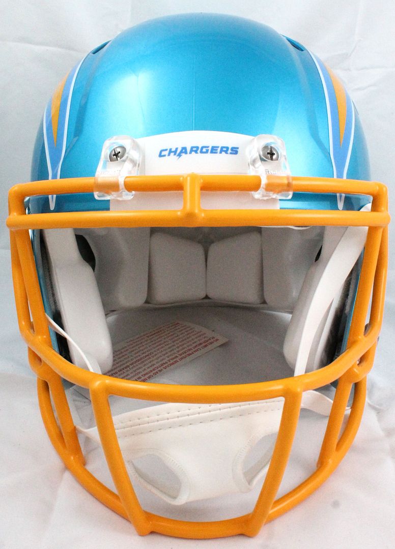 Austin Ekeler Signed Chargers Full-Size Authentic On-Field Flash Alternate Speed Helmet (PSA Hologram) at PristineAuction.com Austin Ekeler Signed Chargers Full-Size Authentic On-Field Flash Alternate Speed Helmet (PSA Hologram) at PristineAuction.com