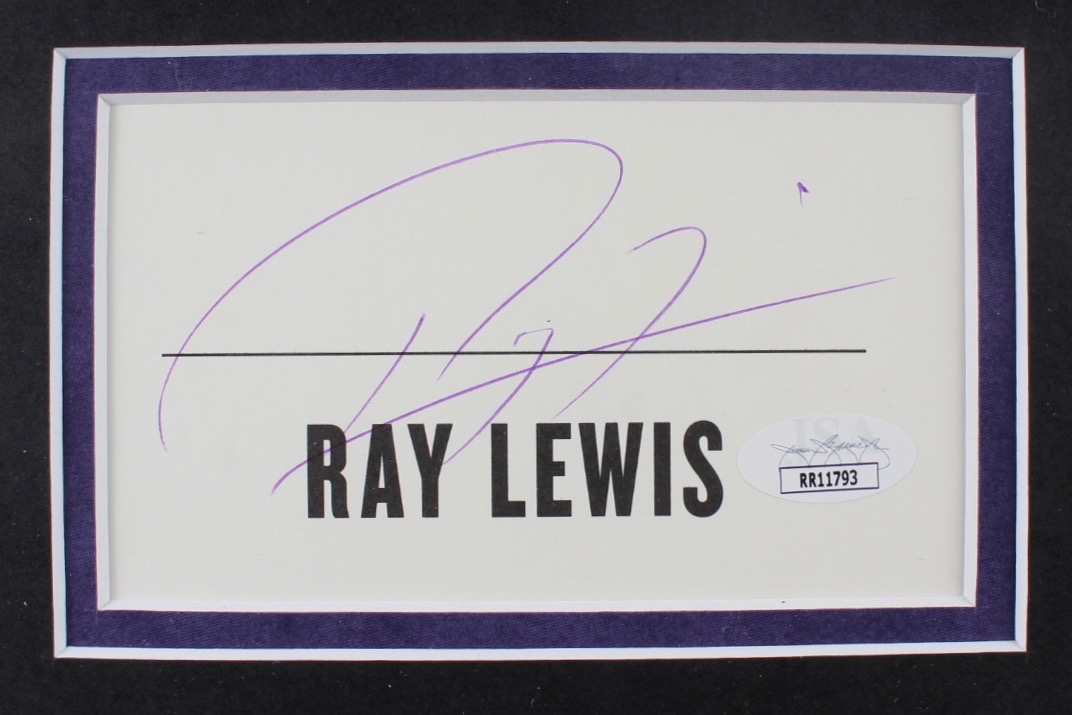 Ray Lewis Signed Ravens 10.5x15.5 Custom Framed Cut Display (JSA COA) at PristineAuction.com Ray Lewis Signed Ravens 10.5x15.5 Custom Framed Cut Display (JSA COA) at PristineAuction.com