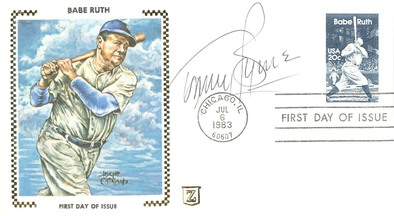 Tommy Byrne Signed 1983 "Babe Ruth" FDC Envelope With Babe Ruth Postage Stamp (JSA COA) at PristineAuction.com Tommy Byrne Signed 1983 "Babe Ruth" FDC Envelope With Babe Ruth Postage Stamp (JSA COA) at PristineAuction.com