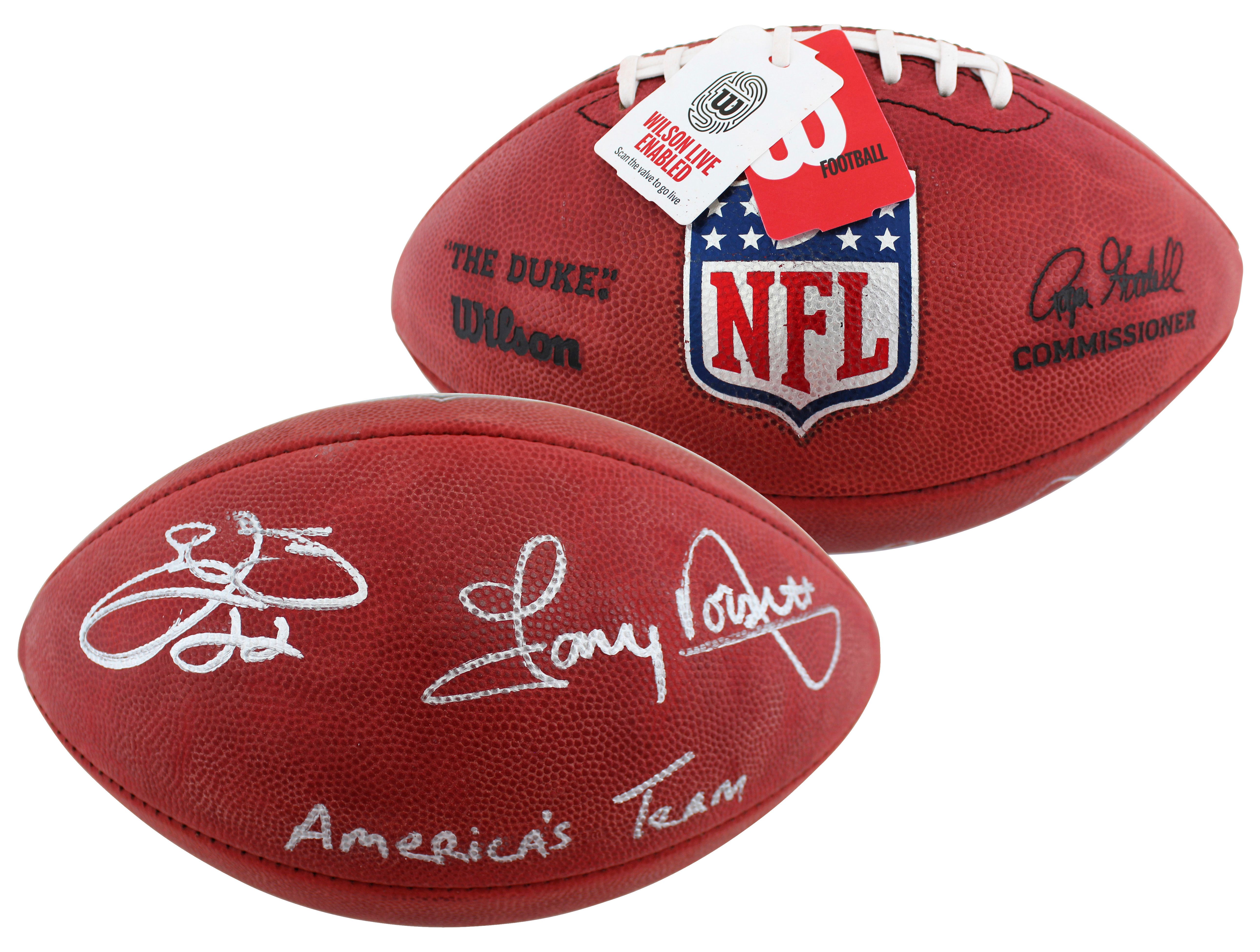 Emmitt Smith & Tony Dorsett Signed "The Duke" Official NFL Game Ball Inscribed "America's Team" (Beckett & JSA) at PristineAuction.com Emmitt Smith & Tony Dorsett Signed "The Duke" Official NFL Game Ball Inscribed "America's Team" (Beckett & JSA) at PristineAuction.com