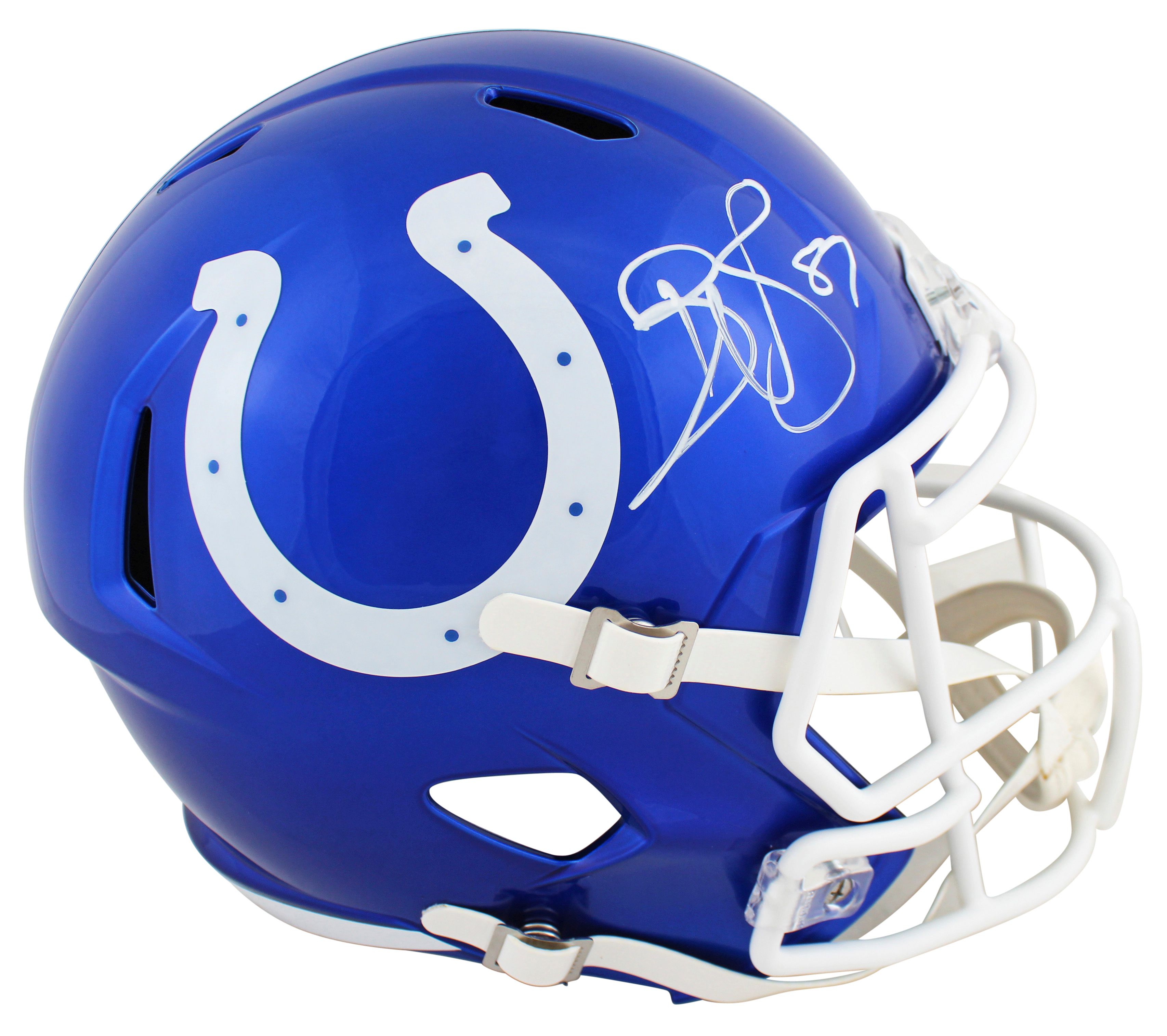 Reggie Wayne Signed Colts Full Size Flash Alternate Speed Helmet reggie-wayne-signed-colts-full-size-flash-alternate-speed-helmet