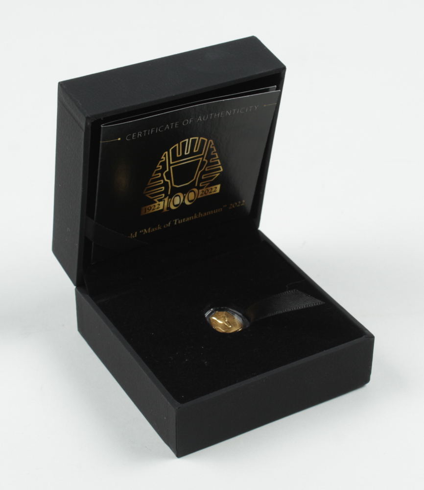 2022 The Mask of Tutankhamun 1 Gram Gold Coin at PristineAuction.com 2022 The Mask of Tutankhamun 1 Gram Gold Coin at PristineAuction.com
