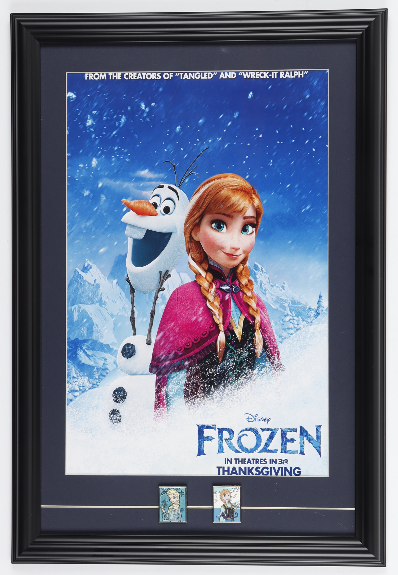"Frozen" 15x22 Custom Framed Movie Poster Display with (2) Movie Pins at PristineAuction.com "Frozen" 15x22 Custom Framed Movie Poster Display with (2) Movie Pins at PristineAuction.com