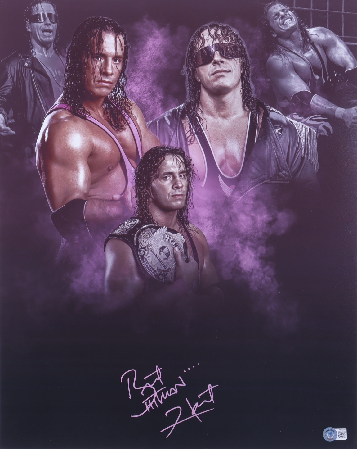 Bret "Hitman" Hart Signed WWE 16x20 Photo (Beckett) at PristineAuction.com Bret "Hitman" Hart Signed WWE 16x20 Photo (Beckett) at PristineAuction.com