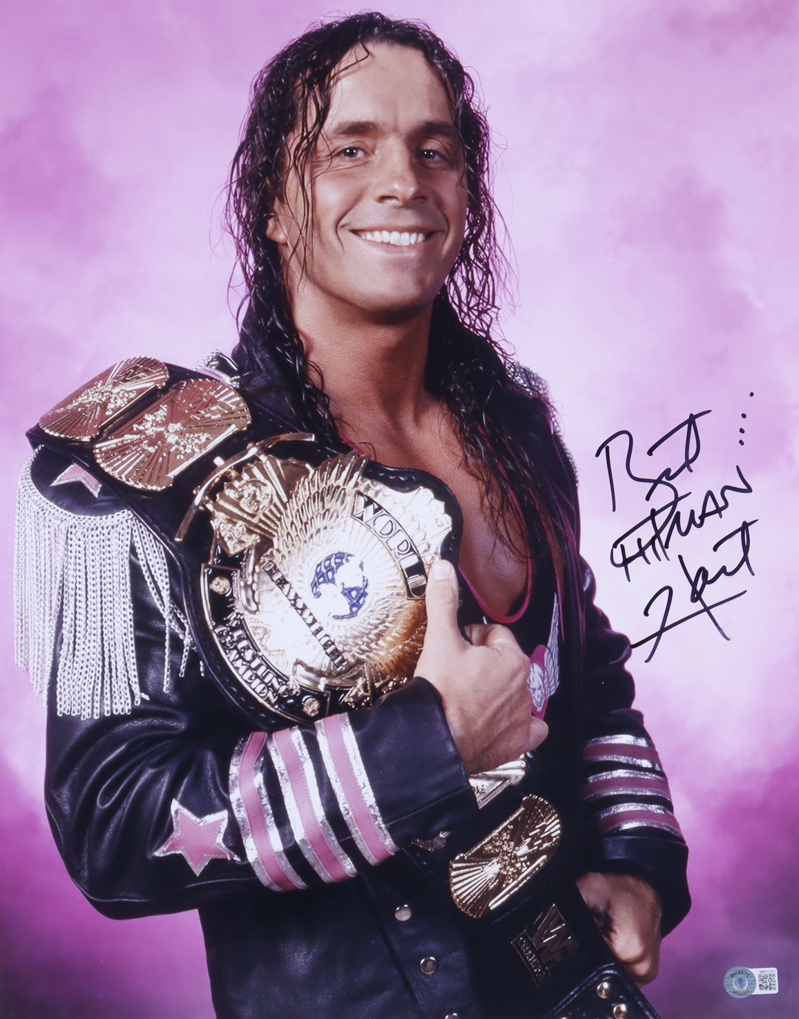 Bret "Hitman" Hart Signed WWE 16x20 Photo (Beckett Hologram) at PristineAuction.com Bret "Hitman" Hart Signed WWE 16x20 Photo (Beckett Hologram) at PristineAuction.com