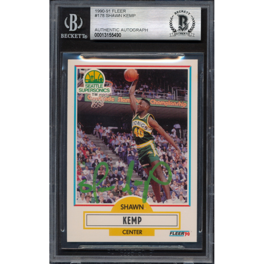 Shawn Kemp Signed 199091 Fleer 178 RC (BGS Encapsulated) Pristine Auction