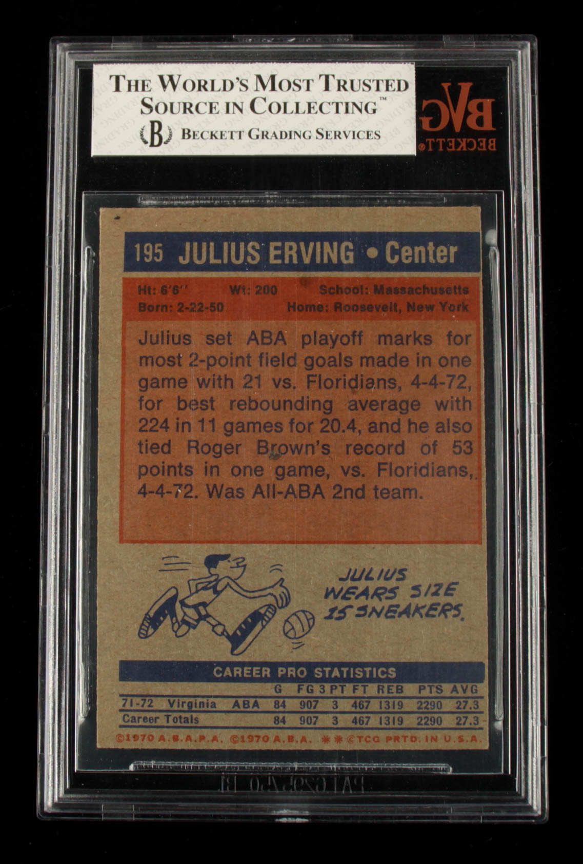 Julius Erving 1972-73 Topps #195 RC (BVG 5.5) at PristineAuction.com Julius Erving 1972-73 Topps #195 RC (BVG 5.5) at PristineAuction.com