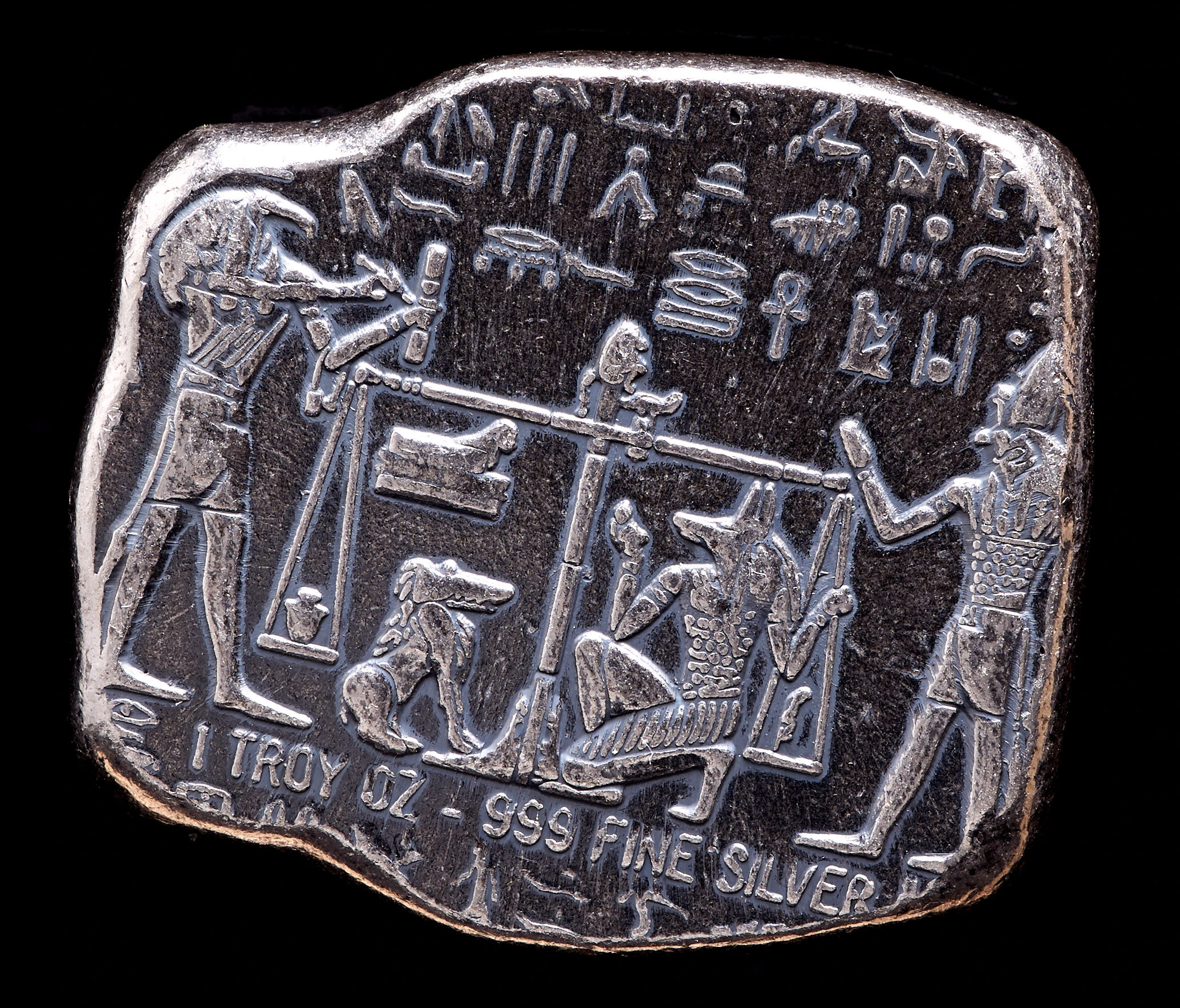 Egyptian Relic 1 oz .999 Fine Silver Monarch Hand Struck Bullion Bar with Antique Finish at PristineAuction.com Egyptian Relic 1 oz .999 Fine Silver Monarch Hand Struck Bullion Bar with Antique Finish at PristineAuction.com