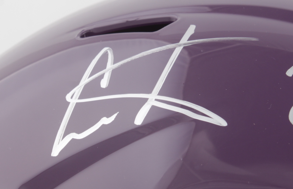 Cris Carter Signed Vikings Full-Size Speed Helmet Inscribed "All I Do Is Catch TD's" (Schwartz) at PristineAuction.com Cris Carter Signed Vikings Full-Size Speed Helmet Inscribed "All I Do Is Catch TD's" (Schwartz) at PristineAuction.com