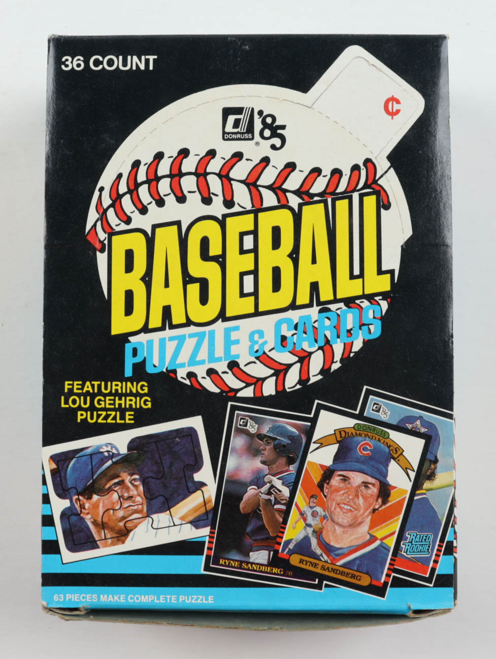 1985 Donruss Baseball Wax Box with (36) Packs at PristineAuction.com 1985 Donruss Baseball Wax Box with (36) Packs at PristineAuction.com