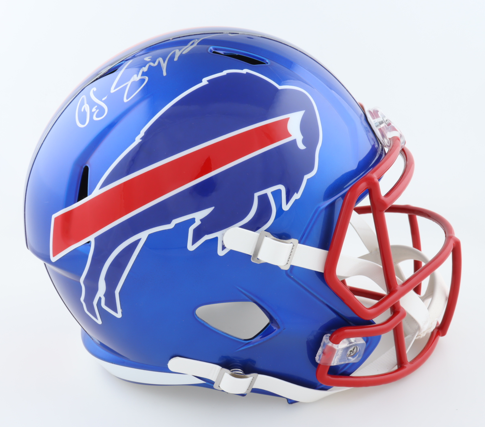 O. J. Simpson Signed Bills Full-Size Flash Alternate Speed Helmet (Schwartz) at PristineAuction.com O. J. Simpson Signed Bills Full-Size Flash Alternate Speed Helmet (Schwartz) at PristineAuction.com