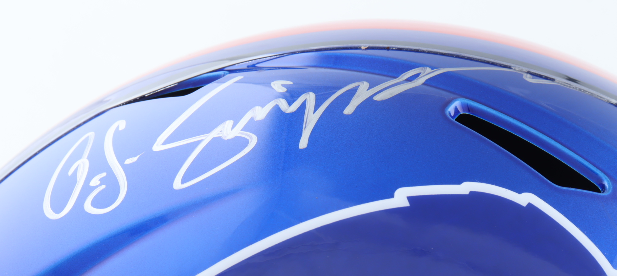 O. J. Simpson Signed Bills Full-Size Flash Alternate Speed Helmet (Schwartz) at PristineAuction.com O. J. Simpson Signed Bills Full-Size Flash Alternate Speed Helmet (Schwartz) at PristineAuction.com