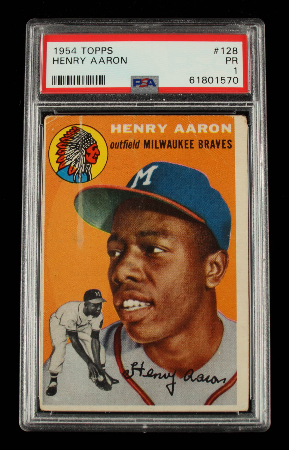 Hank Aaron 1954 Topps 128 RC PSA 1 Pristine Auction hank-aaron-1954-topps-128-rc-psa-1-pristine-auction