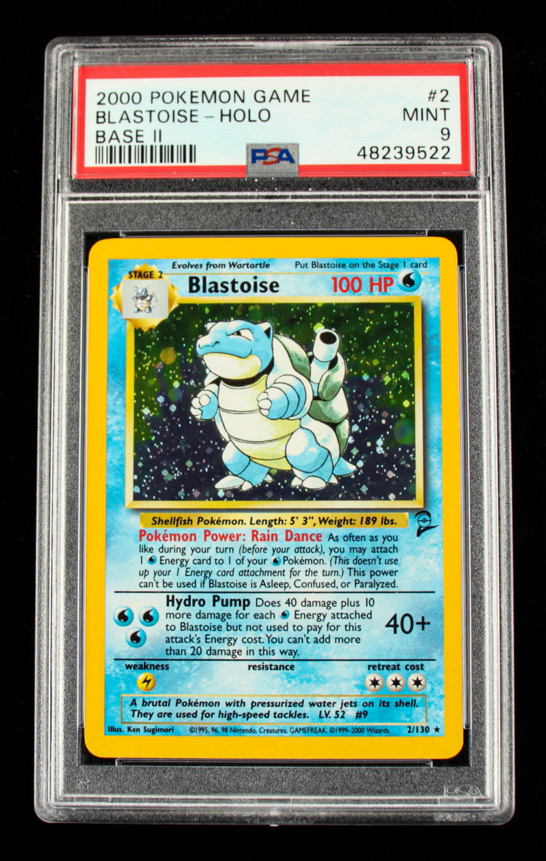 Blastoise 1999 Pokemon Base #2 Holo (PSA 9) at PristineAuction.com Blastoise 1999 Pokemon Base #2 Holo (PSA 9) at PristineAuction.com
