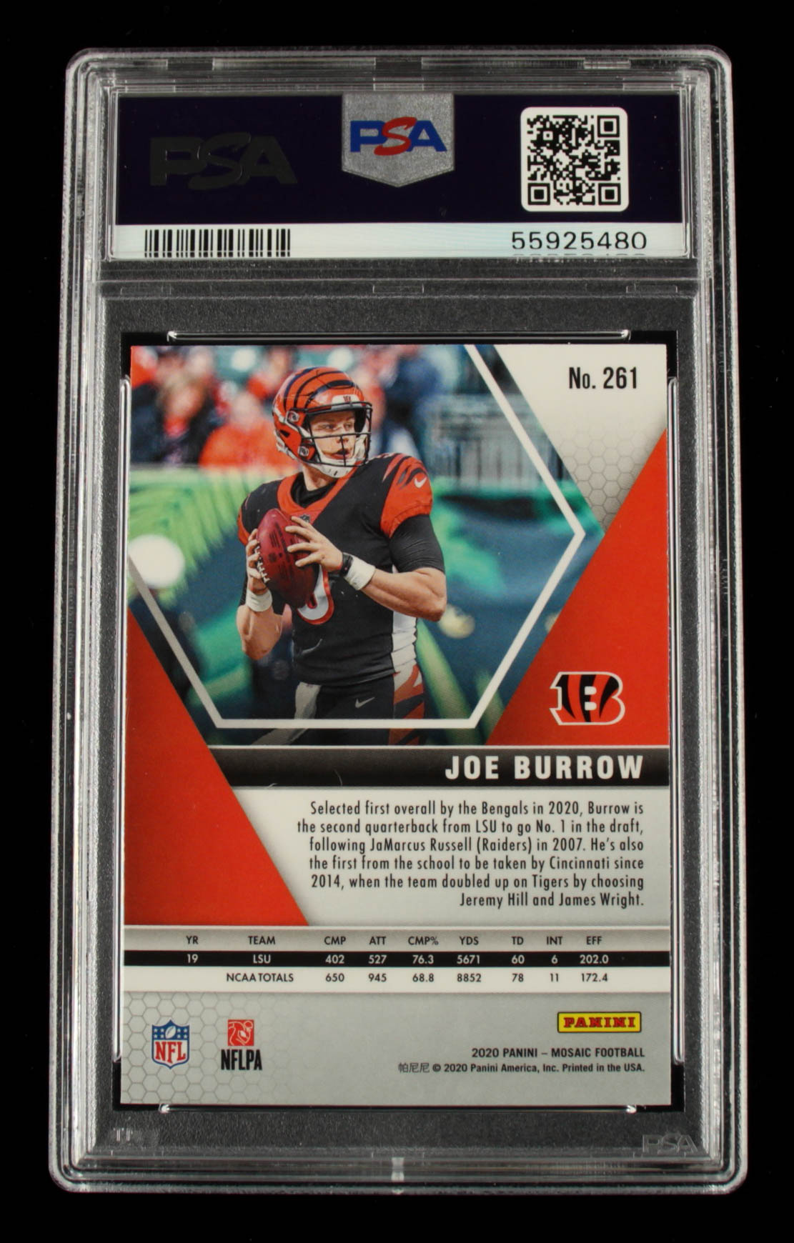 Joe Burrow 2020 Panini Mosaic #261 DEB (PSA 10) at PristineAuction.com Joe Burrow 2020 Panini Mosaic #261 DEB (PSA 10) at PristineAuction.com
